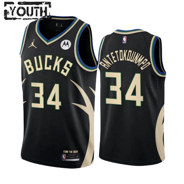 Milwaukee Bucks Trikot Giannis Antetokounmpo 34 Jordan 2022-23 Statement Edition Schwarz Swingman - Kinder Milwaukee Bucks Trikot Giannis Antetokounmpo 34 Jordan 2022-23 Statement Edition Schwarz Swingman - Kinder